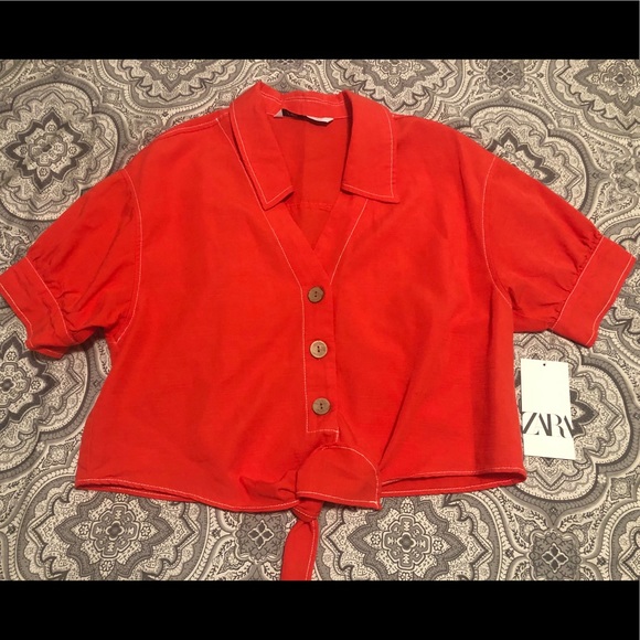 ZARA NWT button up crop - Picture 1 of 4